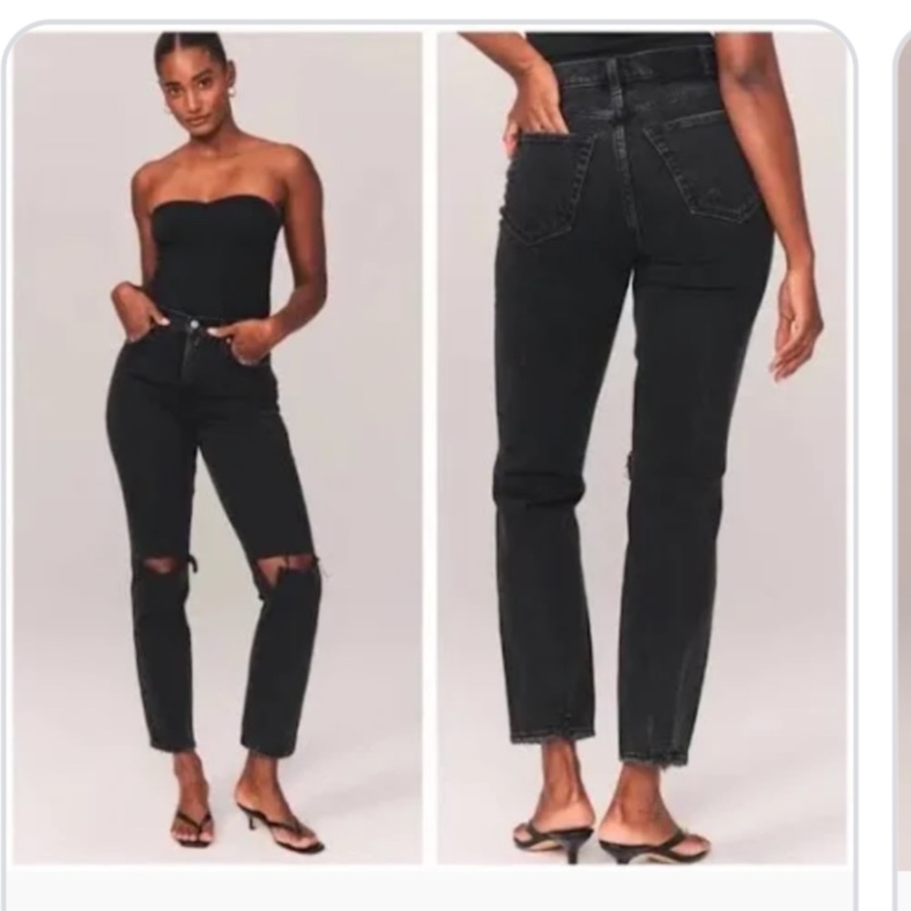 Abercrombie and Fitch Black “ The 90s straight Ultra High Rise Jeans” sz 4 short